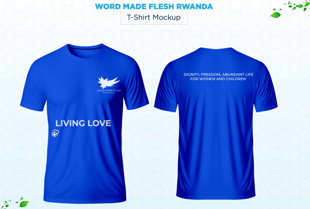 Branded Blue T-Shirt For Word Made Fresh Rwanda designed by Blank Mavins